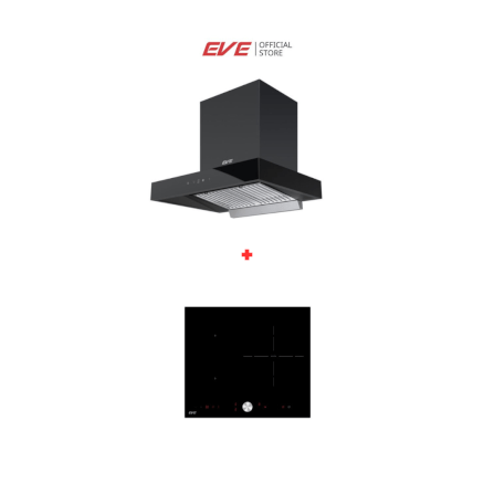 ชุดเซต เตาฝังแม่เหล็กไฟฟ้า 3 หัว + เครื่องดูดควันติดผนัง EVE รุ่น HB60-1FZ1RIND/KTC + HC-LOFTBOX-60 ขนาด 60 ซม. สีดำ_9
